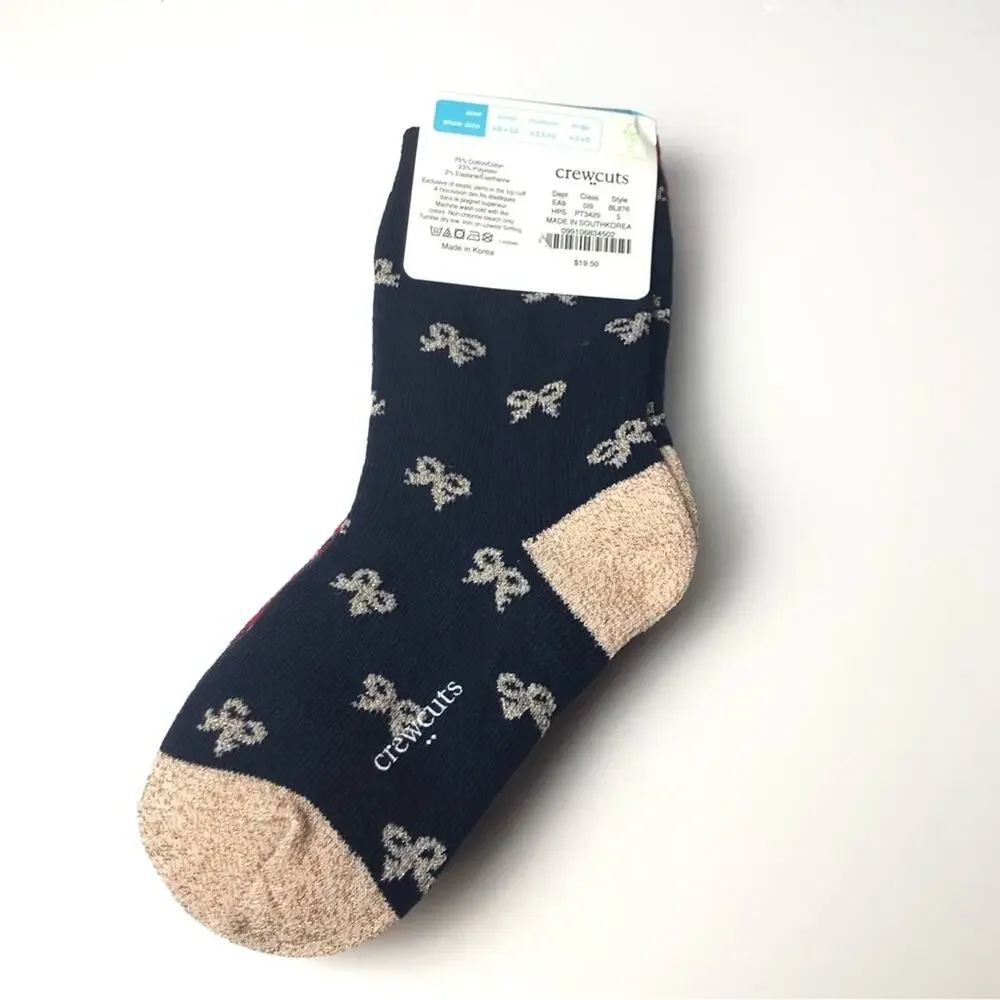 Crewcuts Girl's Holiday Print  Candy Cane Hearts Socks Three Pairs  Sz M NWT